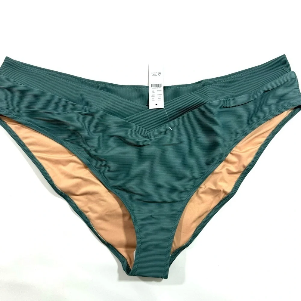 New J Crew Ribbed Cross Front Cheeky Bikini BE812
